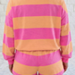 Dion Pink Stripe Long Sleeve Casual Top Drawstring Shorts 2pcs Set