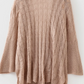 Francesca Khaki Drop Shoulder Crochet Knit Open Front Cardigan
