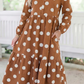 Kerri Brown Polka Dot Button Front Long Sleeve Shift Dress