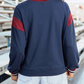 Athletic Division Sail Blue Patchwork Round Neck Long Sleeve Sweatshirt