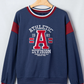Athletic Division Sail Blue Patchwork Round Neck Long Sleeve Sweatshirt