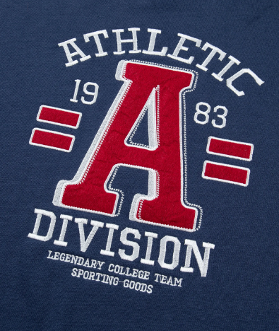 Athletic Division Sail Blue Patchwork Round Neck Long Sleeve Sweatshirt