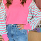 Lexie Stripe Color Block Patchwork Relaxed Split Long Sleeve Top