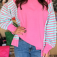 Lexie Stripe Color Block Patchwork Relaxed Split Long Sleeve Top