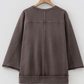 Mandy Dark Brown 3/4 Sleeve Mineral Wash Loose Cotton Top