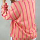 Olinda Pink Stripe Dropped Shoulder Round Neck Casual Sweatshirt