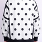 Presley White Polka Dot Contrast Patchwork Round Neck Baggy Sweatshirt