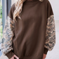 Angel Coffee Camouflage Sleeve Crewneck Baggy Pullover Sweatshirt