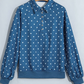 RTS Blue Polka Dot Print Metal Button Collar Casual Pullover Sweatshirt