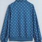 RTS Blue Polka Dot Print Metal Button Collar Casual Pullover Sweatshirt