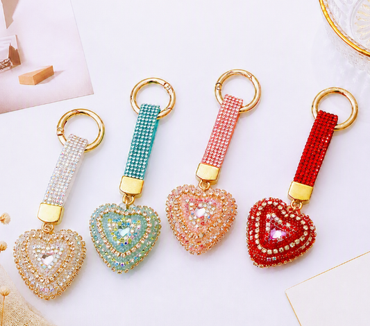Heart Shape Rhinestone Bag Charm - 4 Colors