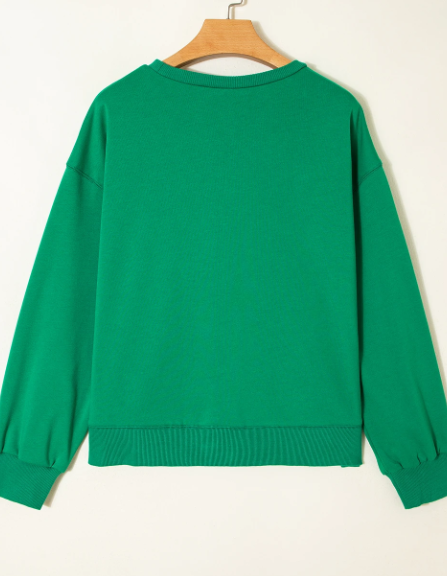 HOLLY JOLLY Towel Embroidered Christmas Holiday Sweatshirt