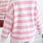 Ash Pink Stripe Patchwork Zipper Pullover Elastic Waist Shorts 2pcs Set