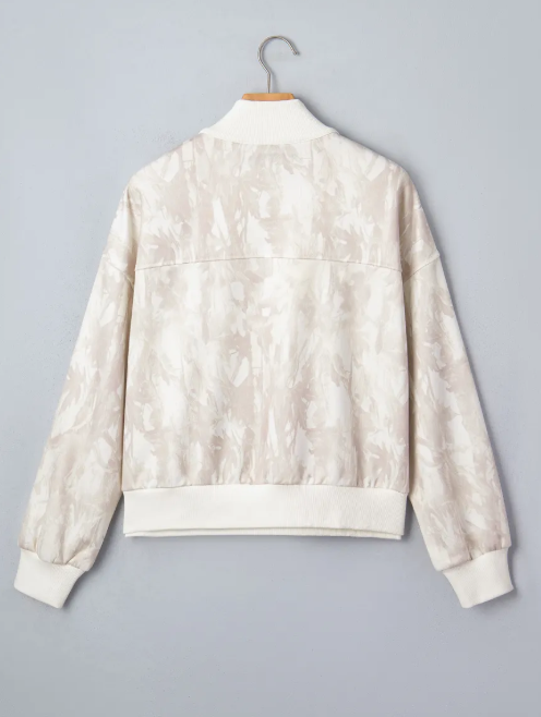 JoBeth Khaki Camouflage Print Quarter-Zip Drop Shoulder Long Sleeve Sweatshirt