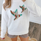 Noelle Wild Mallard Drop Shoulder Round Neck Long Sleeve Pullover Sweater