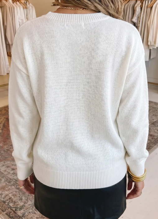 Noelle Wild Mallard Drop Shoulder Round Neck Long Sleeve Pullover Sweater