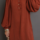Terilee Coffee Shift Long Sleeve Short Length One Piece Dress