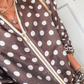 Charmaine Brown Polka Dot Contrast Detail Zip-Up Long Sleeve Shacket