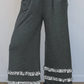 Tania Grey Stripe V Neck Ruffle Contrast Sleeve Top Drawstring Pants 2pcs Set