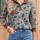 Zerlina Retro Camouflage Pattern Color Block Detail Button Pullover Sweatshirt