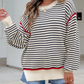 Constance Black Stripe Ribbed Trim Drop Shoulder Oversized Sweater