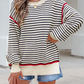 Constance Black Stripe Ribbed Trim Drop Shoulder Oversized Sweater