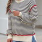 Constance Black Stripe Ribbed Trim Drop Shoulder Oversized Sweater
