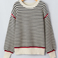 Constance Black Stripe Ribbed Trim Drop Shoulder Oversized Sweater