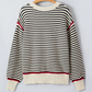 Constance Black Stripe Ribbed Trim Drop Shoulder Oversized Sweater