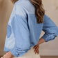 Sable Lightweight Denim Striped Patchwork Button Down Shacket