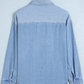 Sable Lightweight Denim Striped Patchwork Button Down Shacket