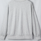 Grey Exposed Seam Mock Neck STATE Letter Graphic Loose Sweatshirt