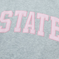 Grey Exposed Seam Mock Neck STATE Letter Graphic Loose Sweatshirt
