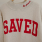 Grey Saved By Grace Embroidered Detail Letter Graphic High Neck Sweatshirt