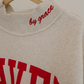 Grey Saved By Grace Embroidered Detail Letter Graphic High Neck Sweatshirt