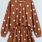 Aggy Brown Polka Dot Raw Hem Relaxed Pullover Loose Skort Two Piece Set
