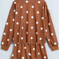 Aggy Brown Polka Dot Raw Hem Relaxed Pullover Loose Skort Two Piece Set
