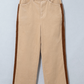 Lucienne Corduroy Side Panel Colorblock Straight Leg Pants
