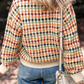 Jeneva Dotty Pattern Knit Button Front V Neck Sweater Cardigan