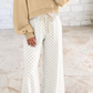 Sharie Khaki Polka Dot Patchwork Colorblock Long Sleeve Casual Two Piece Pants Set