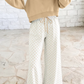 Sharie Khaki Polka Dot Patchwork Colorblock Long Sleeve Casual Two Piece Pants Set