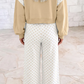 Sharie Khaki Polka Dot Patchwork Colorblock Long Sleeve Casual Two Piece Pants Set