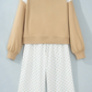 Sharie Khaki Polka Dot Patchwork Colorblock Long Sleeve Casual Two Piece Pants Set