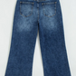Selena Sail Blue Acid Wash Pocket Detail Flare Jeans