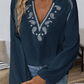 Chelsi Navy Stitch Boho Blouse