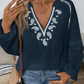 Chelsi Navy Stitch Boho Blouse
