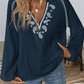 Chelsi Navy Stitch Boho Blouse