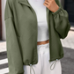 Tinna Army Green Textured Bomber Jacket