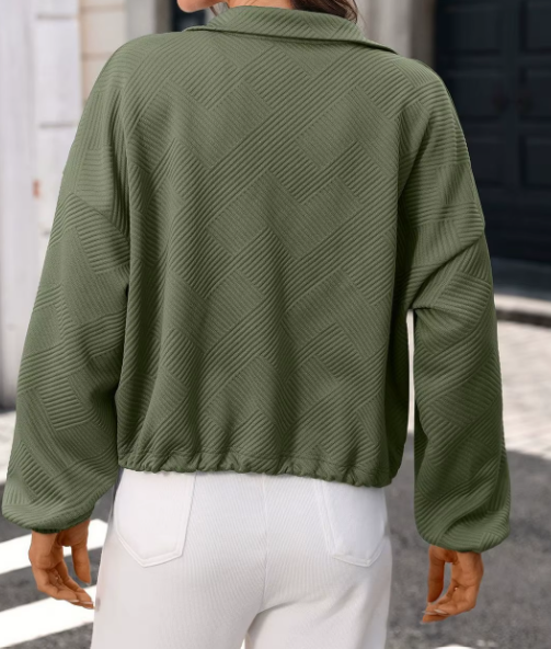 Tinna Army Green Textured Bomber Jacket