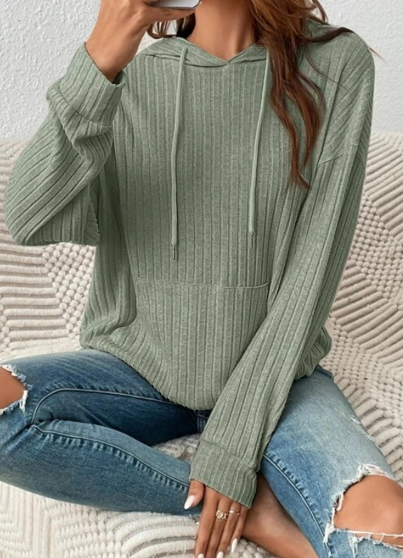Luca Sage Ribbed Hoodie
